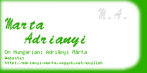 marta adrianyi business card