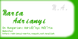 marta adrianyi business card